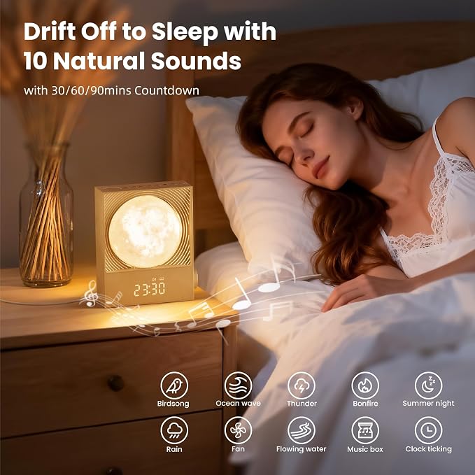 RETEYUNG Sunrise Alarm Clocks for Heavy Sleepers, Rotatable Moon Light - Image 4