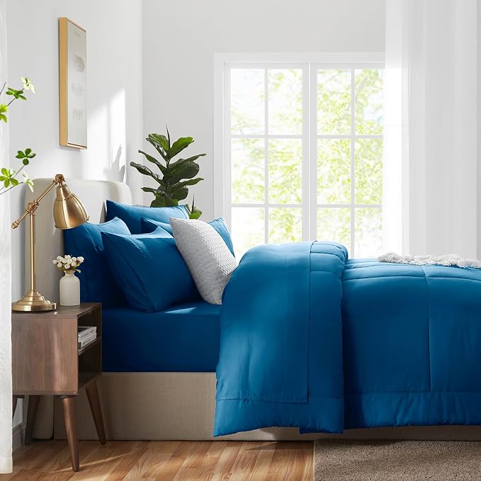 CozyLux King Size Comforter Set Teal, 7 Pieces Bed in a Bag, Teal Comforter - Image 9
