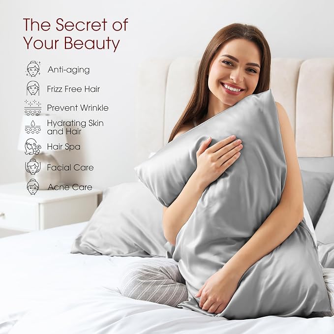 100% Silk Pillow Cases 2 Pack Standard Size Mulberry Silk Pillowcase - Image 3