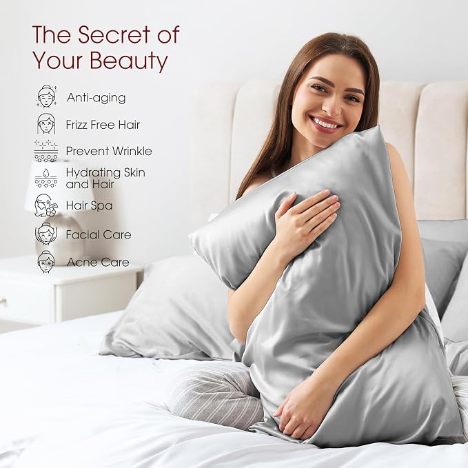 100% Silk Pillow Cases 2 Pack King Size Mulberry Silk Pillowcase - Image 3