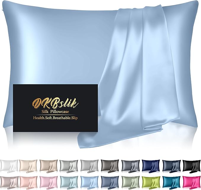 Silk Pillowcase for Hair and Skin, Mulberry Silk Pillow Cases Standard Size by HOME