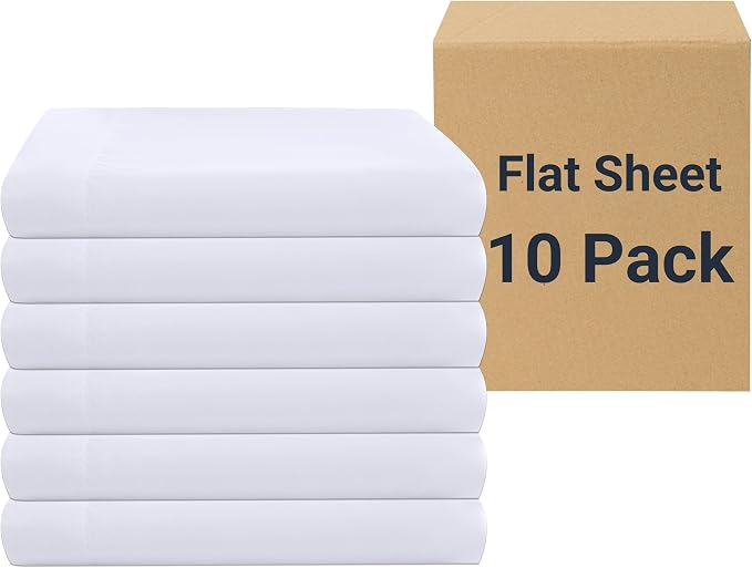 ZPECC White Bulk Flat Sheets Only Queen Size 10 Pack, Easy Sort Top Bed Sheet by ZPECC-ABrandThatHasBeenFocusedOnBabyProductsFor18Years