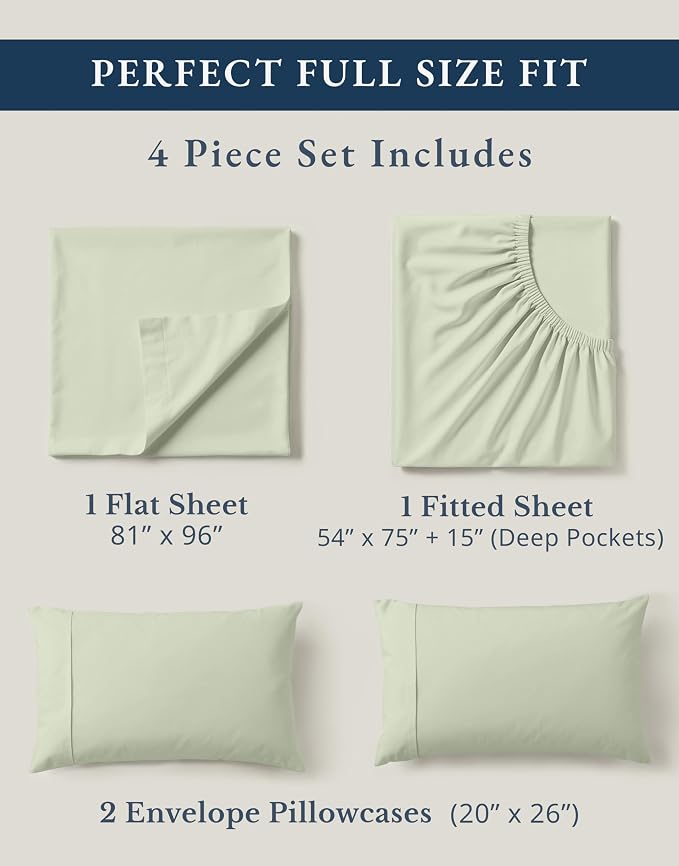 LANE LINEN 100% Organic Cotton Eco Friendly Full Size Sheet & Pillowcase Sets - Image 4