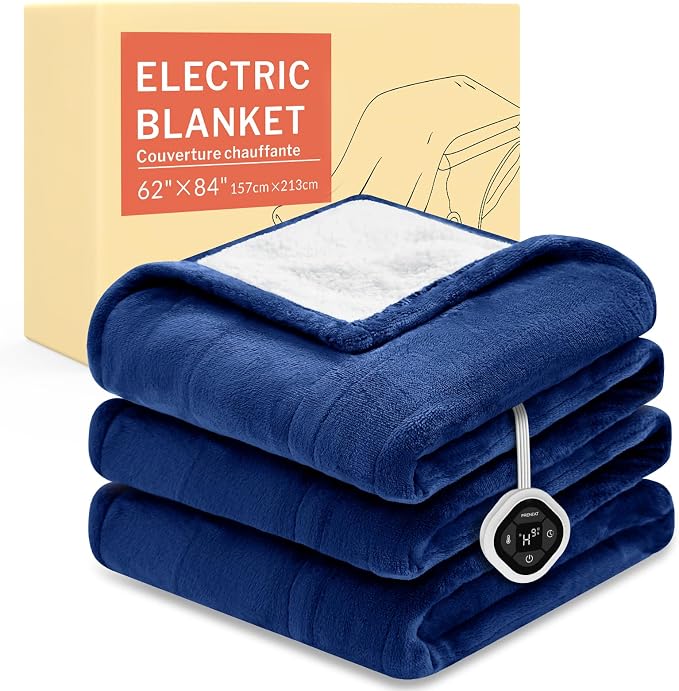 HOMLYNS LuxeHeat Heated Blanket Electric Blanket Twin Size, Soft Flannel Sherpa by HOMLYNS
