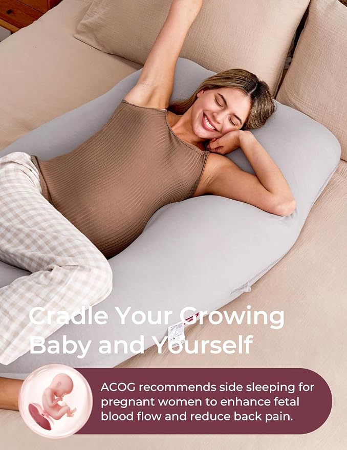Momcozy Pregnancy Pillows for Sleeping, U Shaped Full Body Pillow for Pregnancy - Image 5