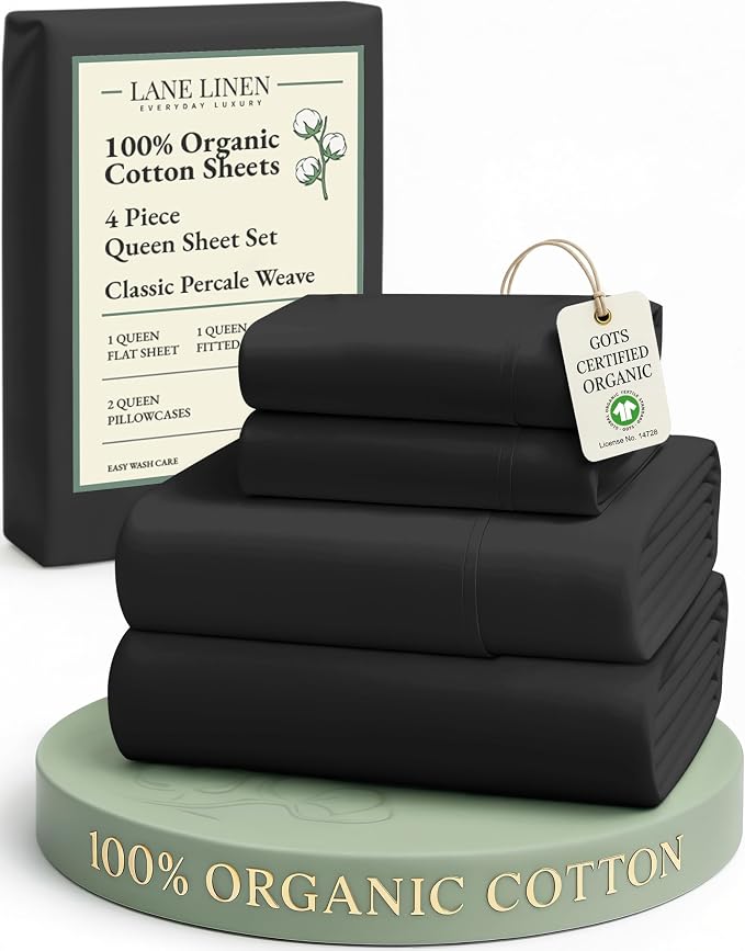 LANE LINEN 100% Organic Cotton Queen Size Sheets Set, Machine Wash Fully by LaneLinen