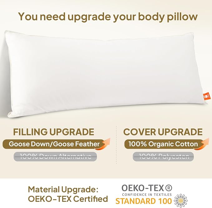 Goose Down Body Pillows for Adults, Large Body Pillow for Side Sleeper - Image 3