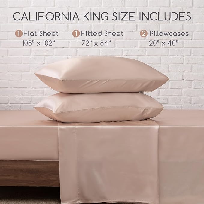 MR&HM Satin Bed Sheets, California King Size Sheets Set - Image 7