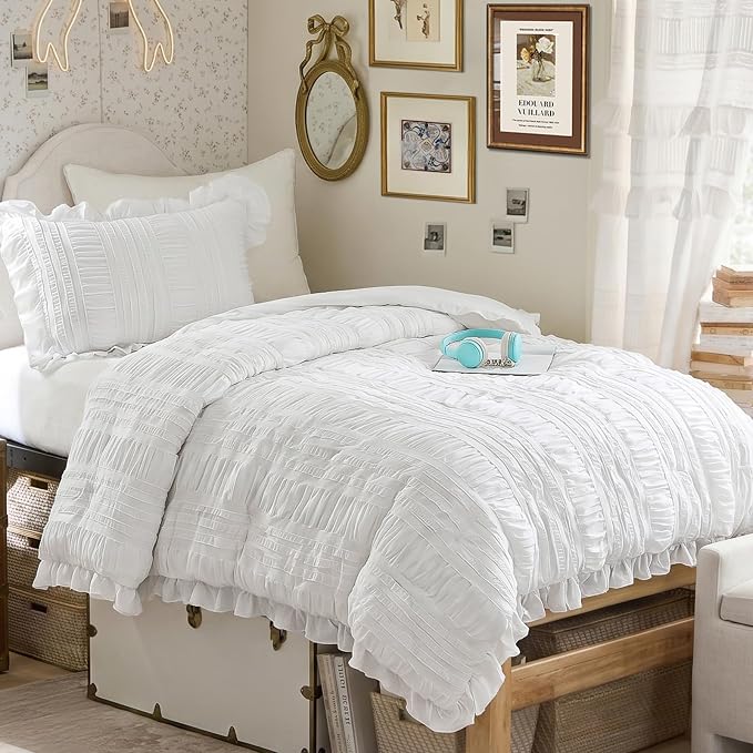 WONGS BEDDING Comforter Full Size, Soft Seersucker Textured Bedding Set Full - Image 2
