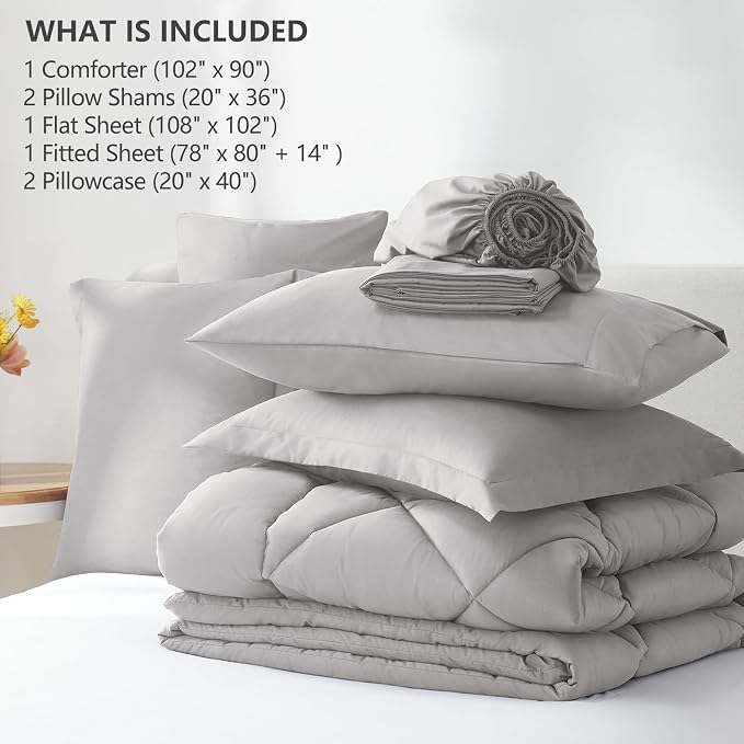 CozyLux King Size Comforter Set French Grey - Image 6