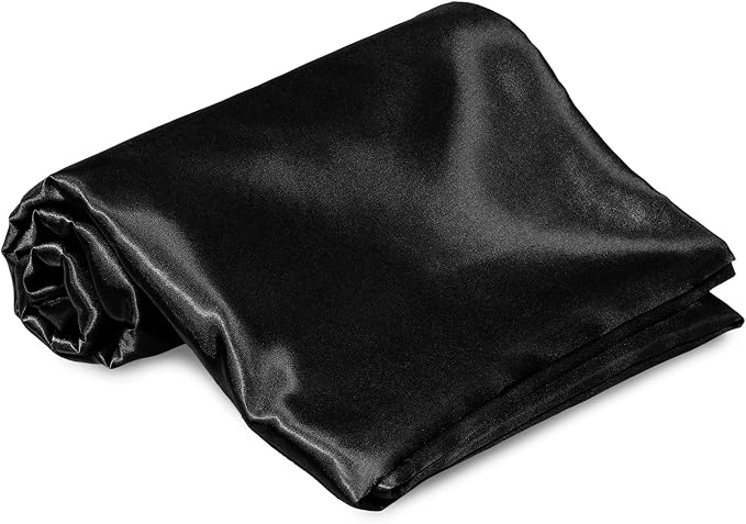 Homiest Black Satin King Flat Sheet, Silky Bedding Top Sheet - Image 2