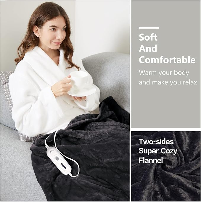 Tefici Electric Heated Blanket Throw, Super Cozy Soft 2-Layer Flannel 50" x 60" - Image 6