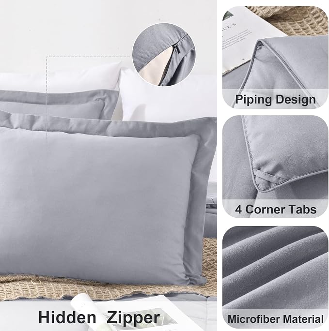 Homelike Moment California King Comforter Set Light Grey, Lightweight Cal King - Image 3