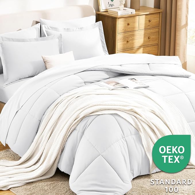 CozyLux King Size Comforter Set White - Image 3
