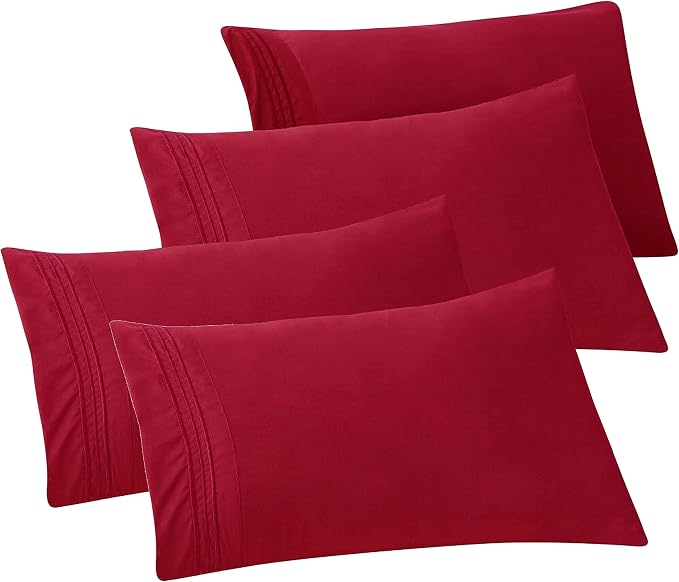 Elegant Comfort 4-PACK Solid Pillowcases 1500 Premium Hotel Quality Microfiber by ELEGANTCOMFORT