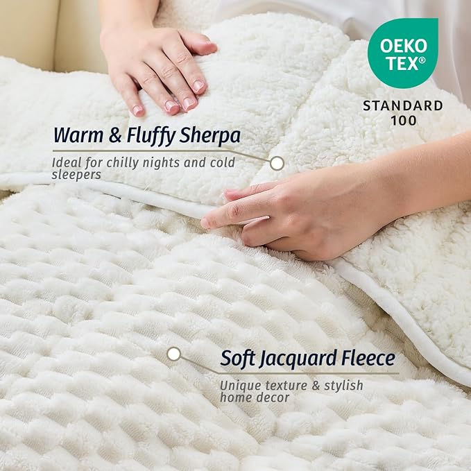 Wemore Fleece Weighted Blanket for Adults, Dual Sided Cozy Soft Sherpa Heavy - Image 2