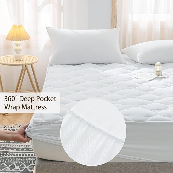 WhatsBedding Waterproof Mattress Pad Twin XL Size Cotton Top Down Alternative - Image 6