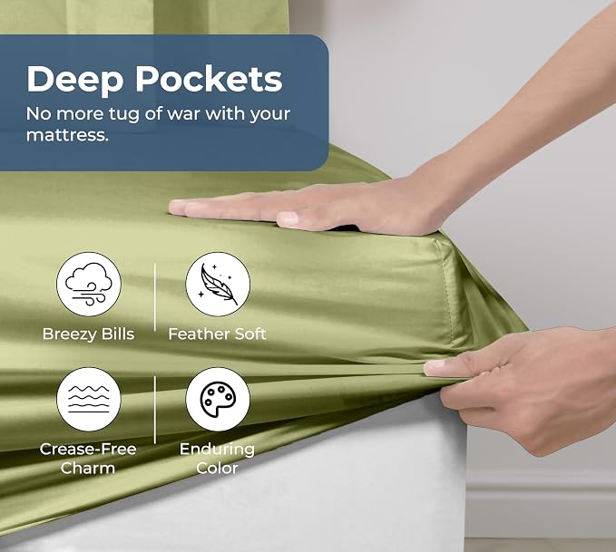 Royale Linens 100% Organic Cotton Fitted Sheet - Image 4