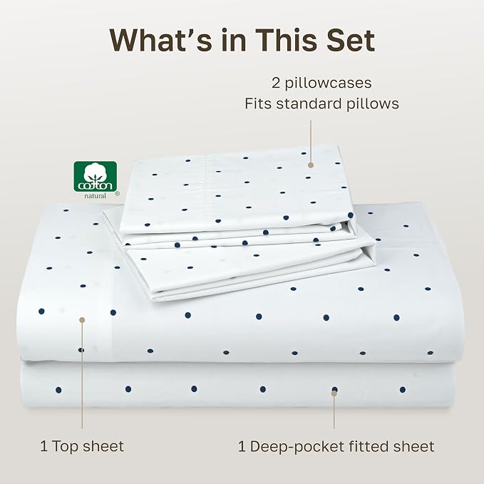 California Design Den Soft 100% Cotton Full Sheet Set, 400 TC Good Housekeeping - Image 4
