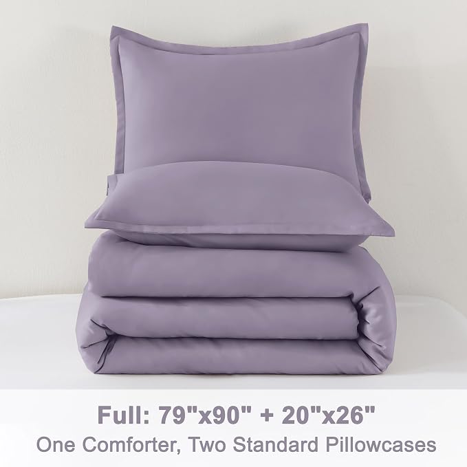 Litanika Grayish Lavender Purple Comforter Set Full Size, 3 Pieces Lightweight - Image 9