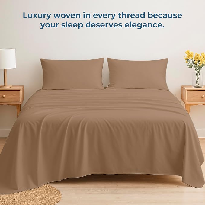 Royale Linens 100% Organic Cotton Queen Flat Sheet Only - Image 6