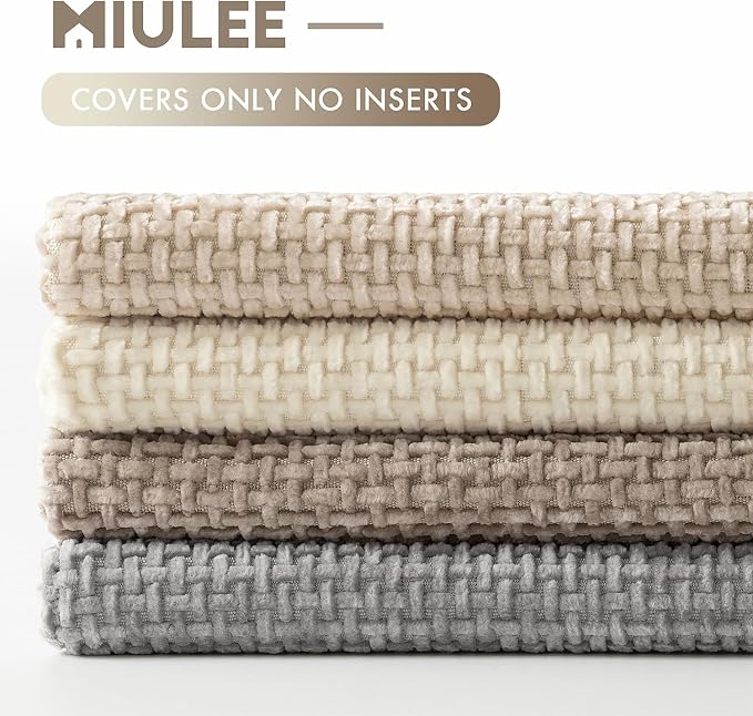 MIULEE Pack of 4 Couch Throw Pillow Covers 16x16 Inch Neutral Beige/Brown Soft - Image 6
