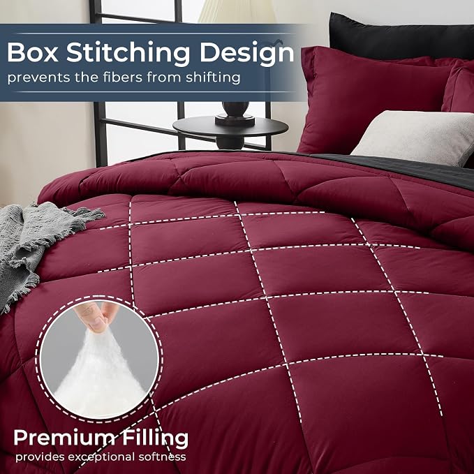 HEVUMYI Red & Black Twin-XL Comforter Set - Image 4