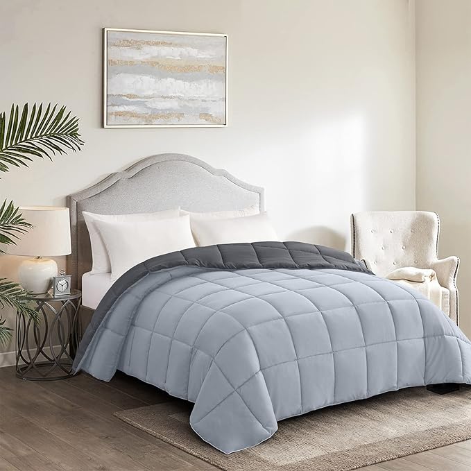 Homelike Moment Twin Comforter Duvet Insert- Grey Down Alternative Bed - Image 3