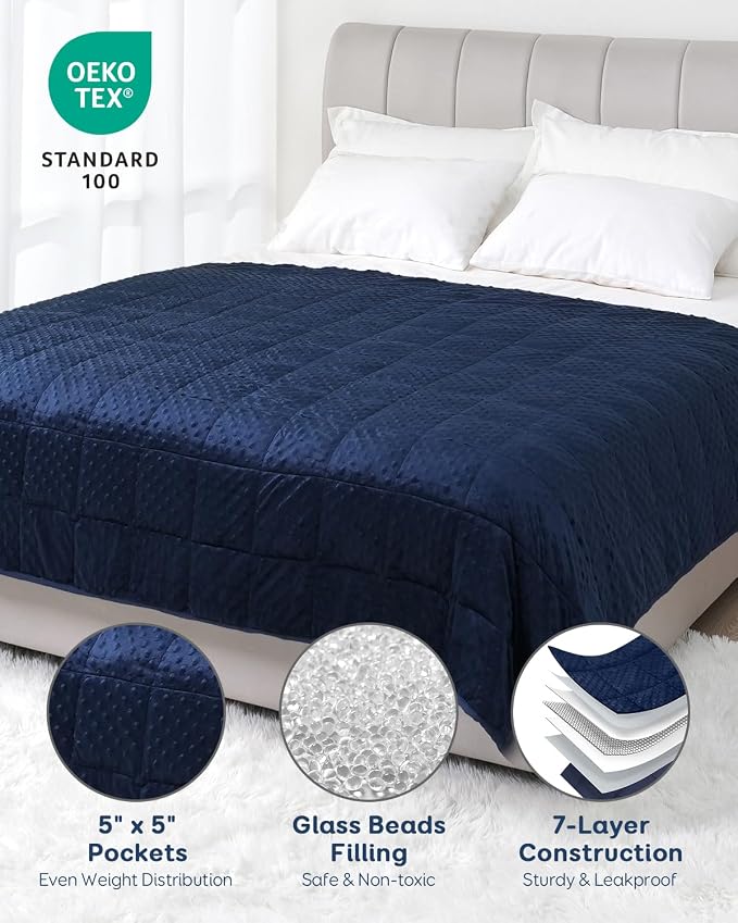 Kivik Weighted Blanket 15 lbs for Adults, Minky Dot Heavy Blankets, Microfiber - Image 3