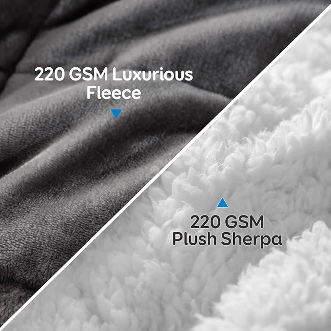 Cottonblue Sherpa Fleece Weighted Blanket 12lbs, Flannel Cozy Plush Bed Throw - Image 2