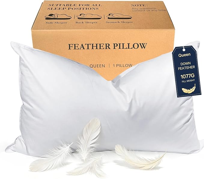 BHZ Goose Down Feather Pillows Queen Size by BHZHouseholdProducts