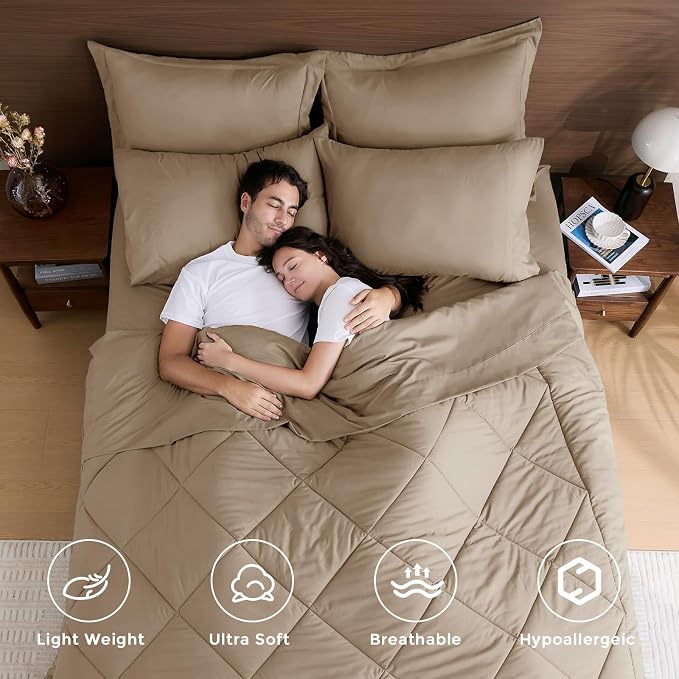 HEVUMYI Khaki Twin Comforter Set - Image 2