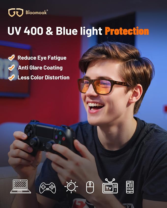 Bloomoak 100% Red Lens Blue Green Light Blocking Glasses- Dual AR Coatings - Image 3