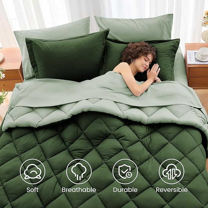 MUXHOMO 7 Pieces King Comforter Set, Reversible Bed in a Bag King Size - Image 6