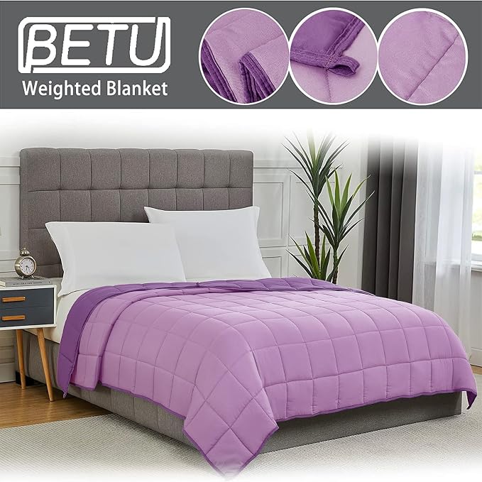 Purple Weighted Blanket for Adults 15lbs, Twin Full Size Cooling Heavy Throw - Image 5