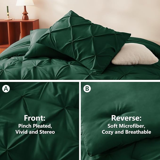 CozyLux Full Size Comforter Sets Emerald Green, 7 Pieces Bed in A Bag Green - Image 3