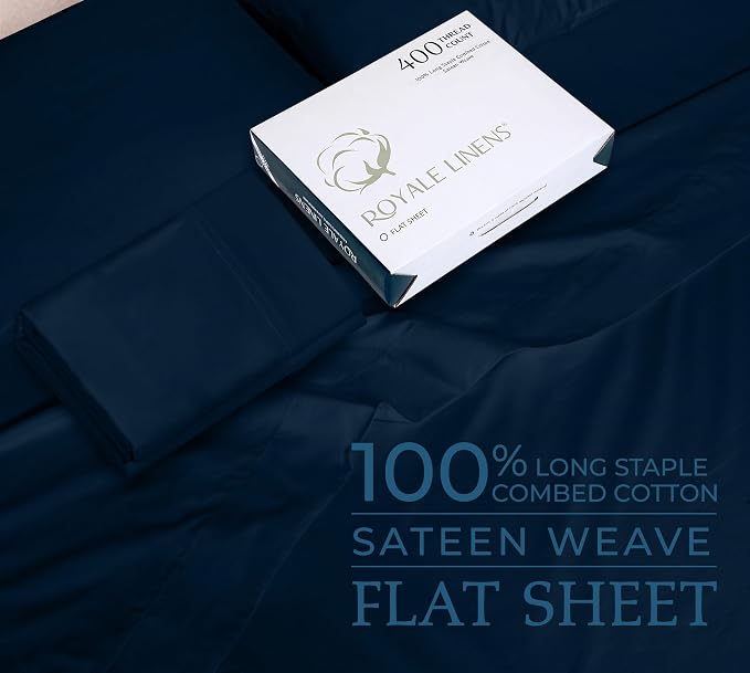 Royale Linen 400 Thread Count 100% American Grown Cotton Flat Sheet - Image 2