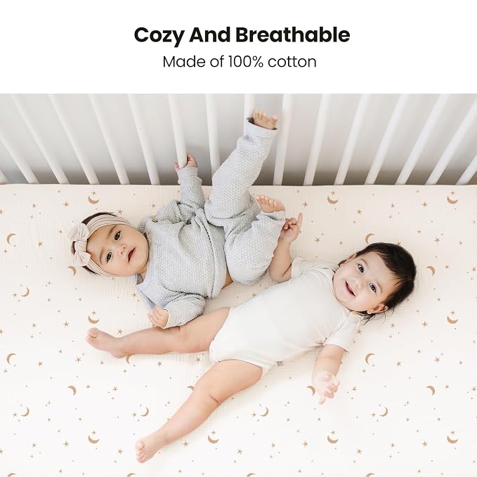 Konssy Muslin Crib Sheets for Girl Boy - Image 2