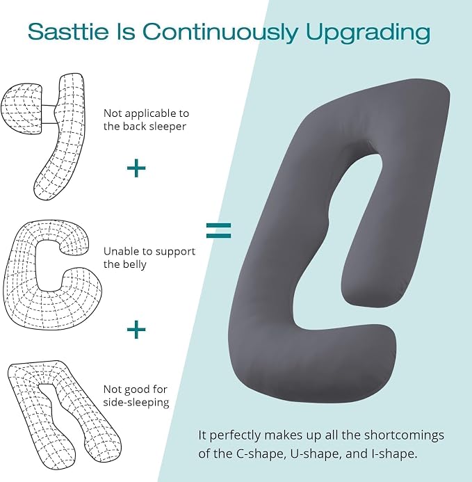 Sasttie Pregnancy Pillows for Sleeping, U Shaped Cooling Full Body Pillow - Image 4