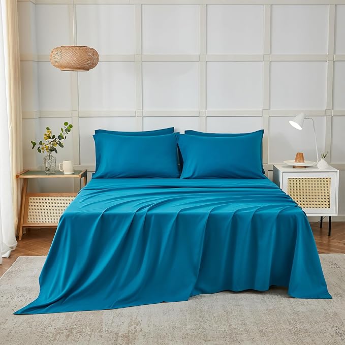 ILAVANDE Teal Queen Sheets Set 6 Piece, Hotel Luxury Super Soft 1800 Series - Image 2