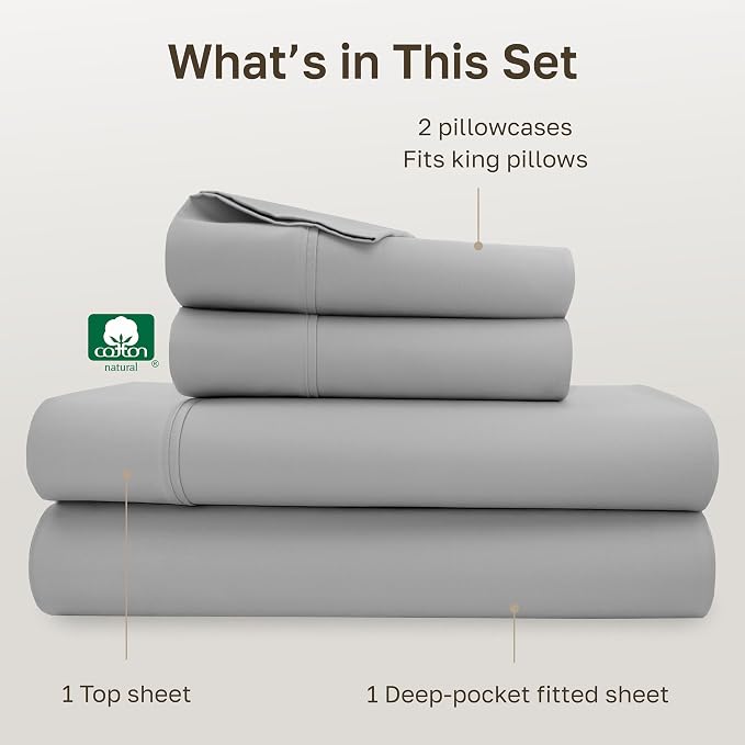 California Design Den Soft 100% Cotton Sheets King Size Set, 400 TC Good - Image 4