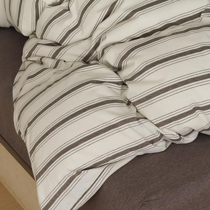 Nayoroom Striped Duvet Cover Queen Size Brown Stripe Duvet Cover Dorm Bedding - Image 7