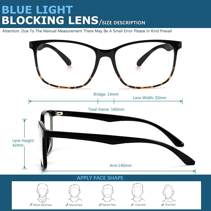 Oilway Blue-Light Blocking Glasses Computer Reading/Gaming/TV/Phones Glasses - Image 5
