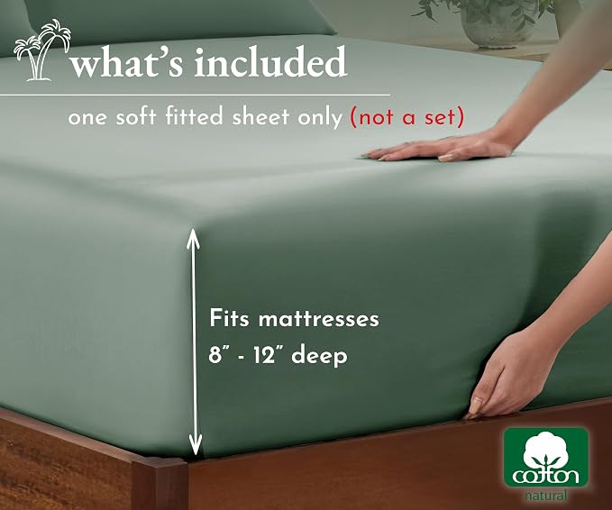 California Design Den Twin Fitted Sheets Only Cotton, 100% Cotton, No Pop-Off - Image 5