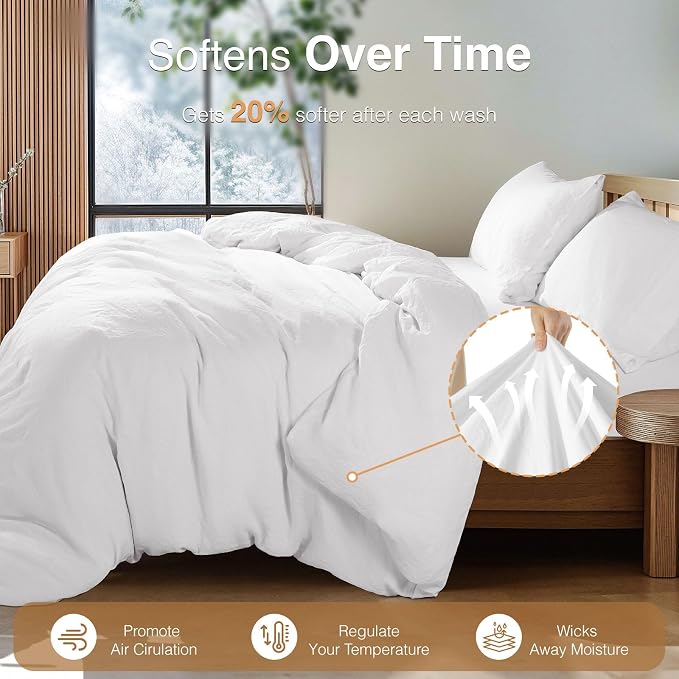 SONORO KATE 100% French Linen Duvet Cover King Size, Soft Breathable - Image 5