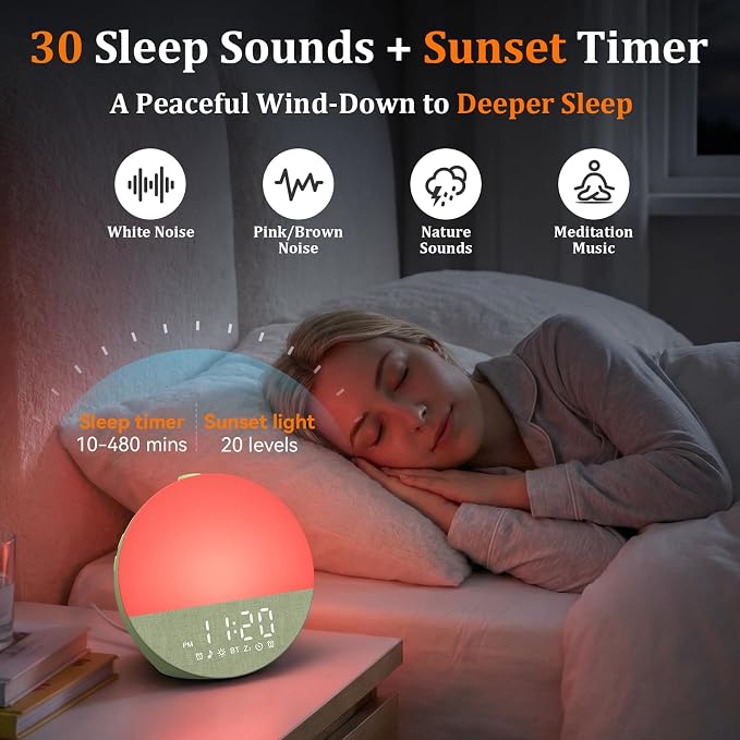 Gentle Wake-Up Sunrise Alarm Clock: 10-60 Min Gradual Light, 20-Level - Image 5