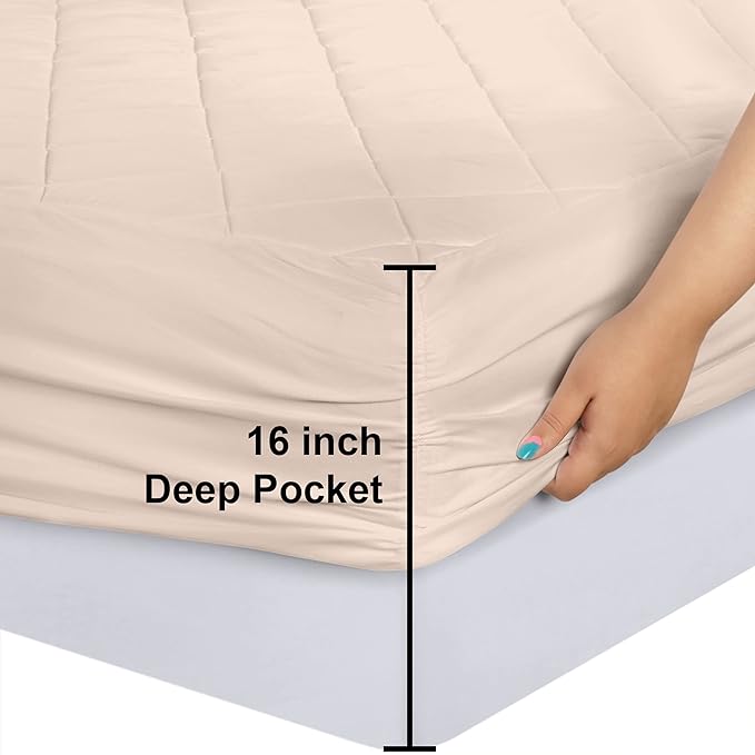Utopia Bedding Quilted Fitted Mattress Pad, King Size, Elastic Fitted Mattress - Image 3