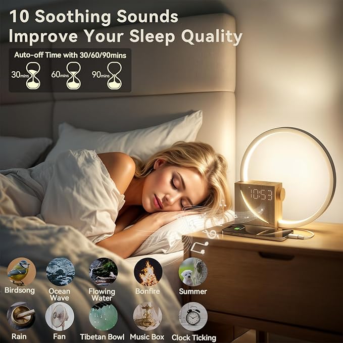 Vivilumens Sunrise Alarm Clock Sound Machine Nightlight, Gradual Wake Up Light - Image 3