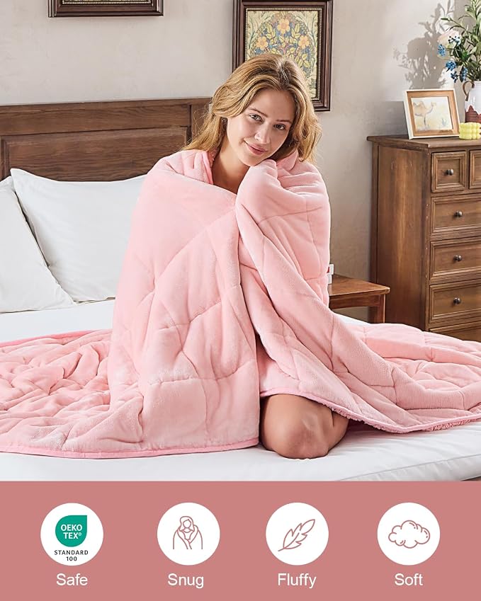 Super Fuzzy Soft Sherpa Fleece Weighted Blanket, 15 lbs Dual Sided Fluffy Heavy - Image 6