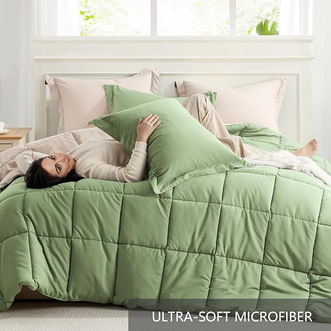 Homelike Moment Queen Comforter Set Sage Green, Comforters Queen Size Set - Image 5